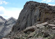 Upper two or three hundred vertical feet of Chiefs Head Peak&rsquo;s north face, as seen from the west ridge