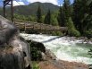 Bridge cossing the Animas River, at Needleton Trailhead in the San Juan Mountains, between Durango & Silverton, Colorado