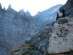 Climbers gearing up on Spearhead's Northeast Ridge Route, Rocky Mountain National Park, Colorado