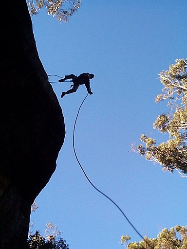 Josh showing great form Rap Jumping over the overhang.