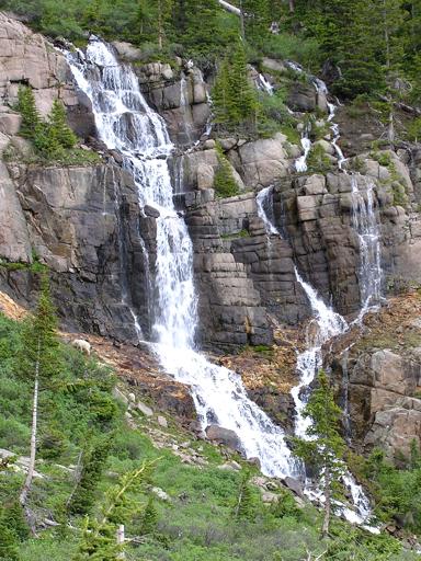 Waterfall near treeline, up and north from the Chicago Basin, San Juan Mountains, Colorado